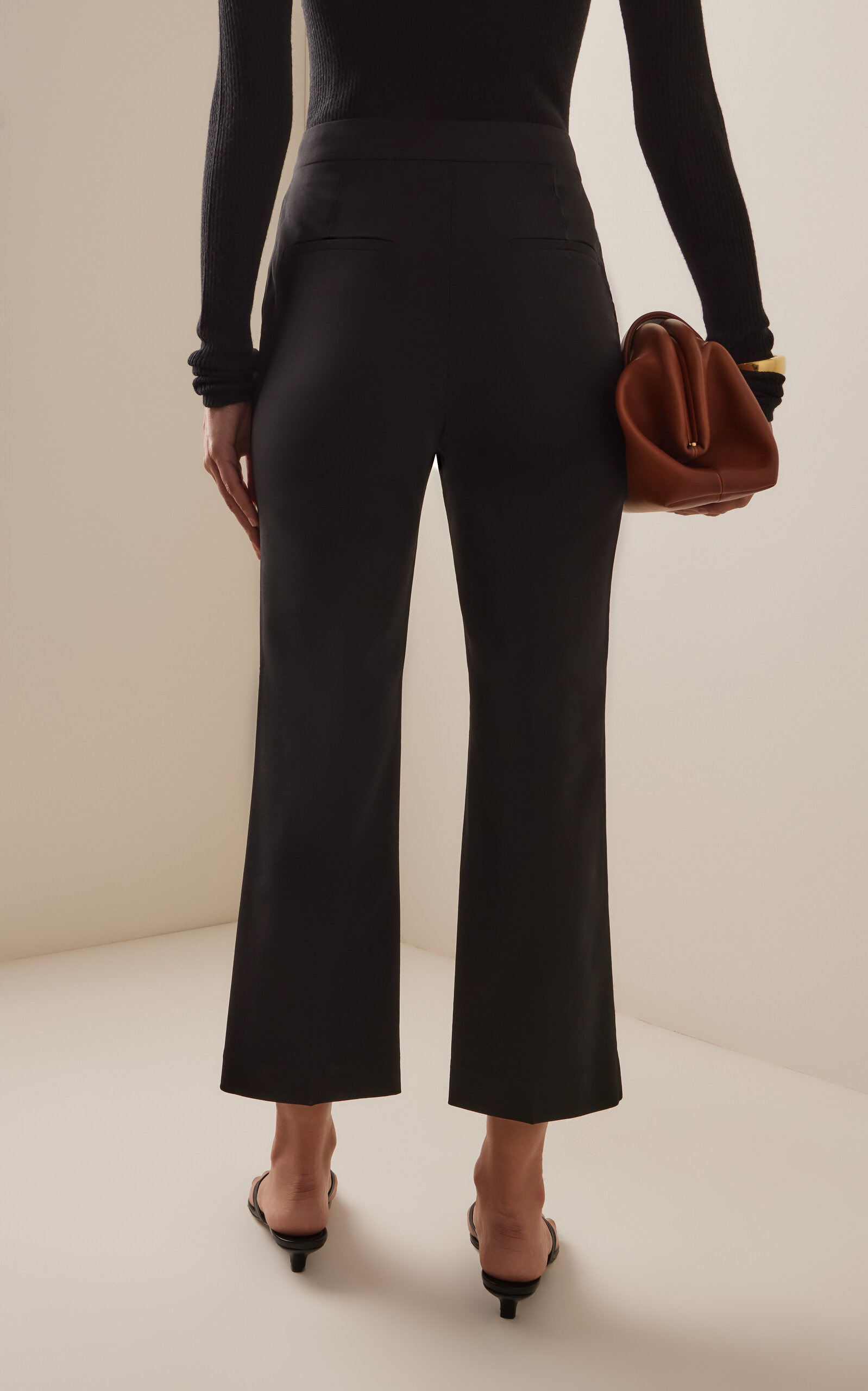 Wool Cropped Cigarette Trousers black - 4