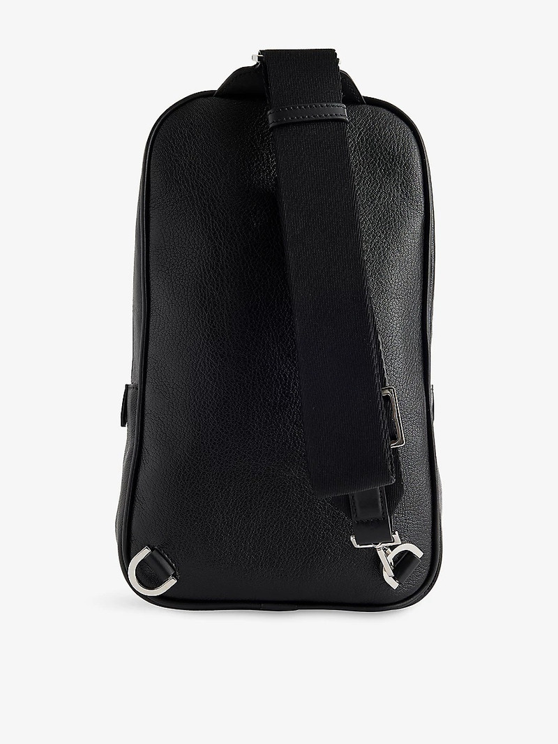 Logo-Embroidered Leather Cross-Body Backpack 4