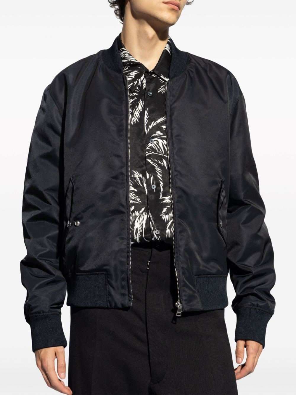 logo-embroidered bomber jacket - 3