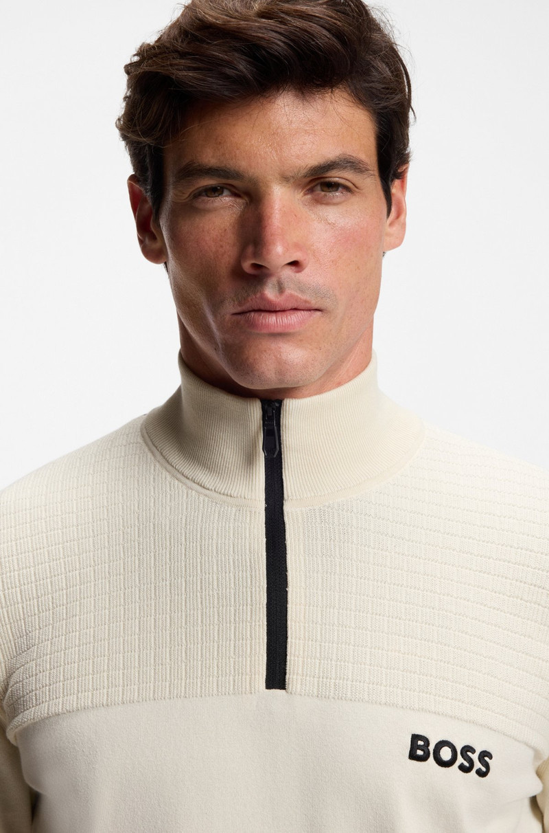 WATER-REPELLENT ZIP-NECK SWEATER IN A COTTON BLEND 3