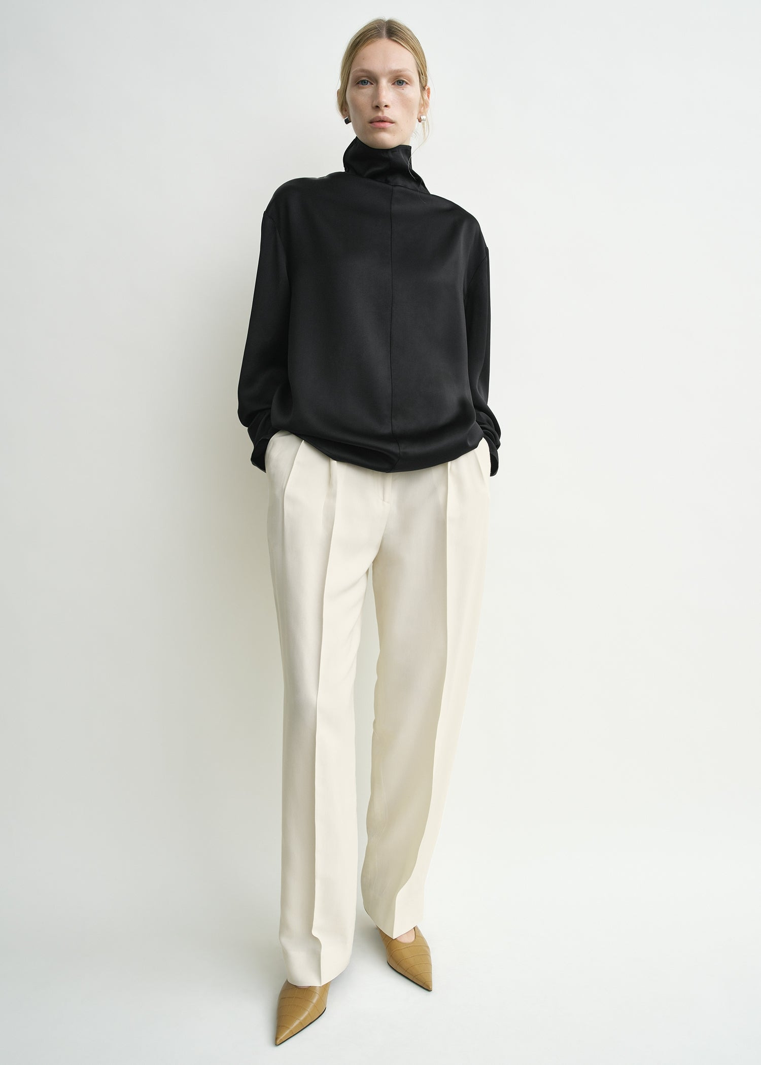Slouch-neck blouse black - 2