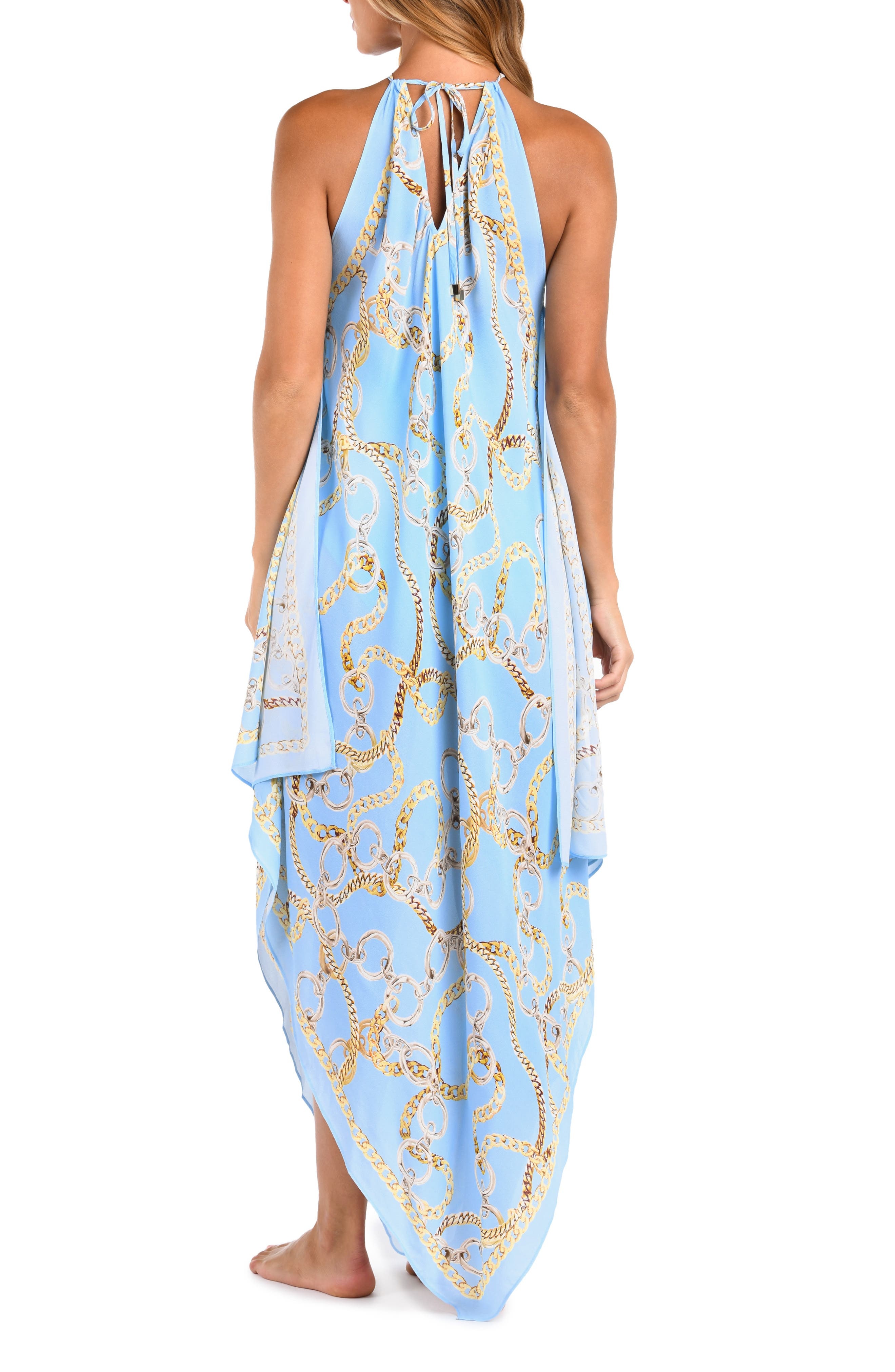 L'AGENCE Elise Chain Print Halter Cover-Up Dress in Sky at Nordstrom - 2
