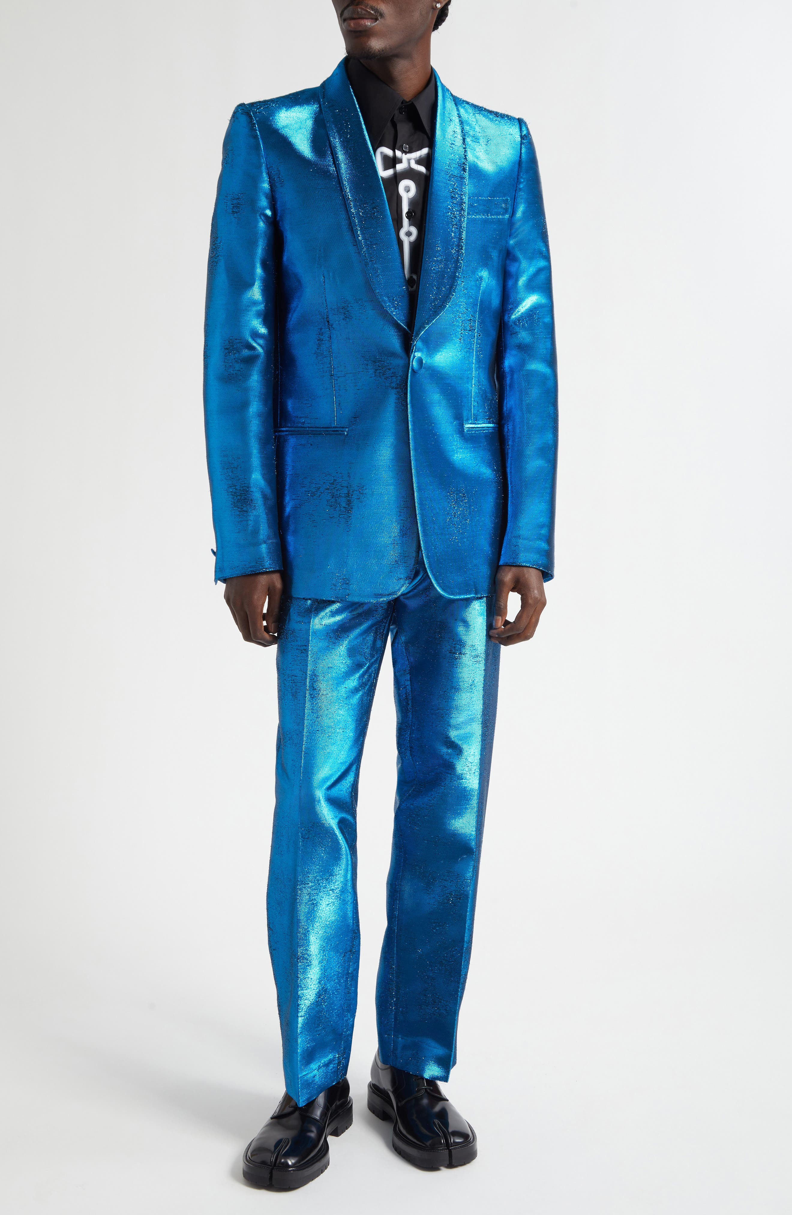 MM6 Maison Margiela Distressed Jacquard Suit Jacket in Blue at Nordstrom - 2