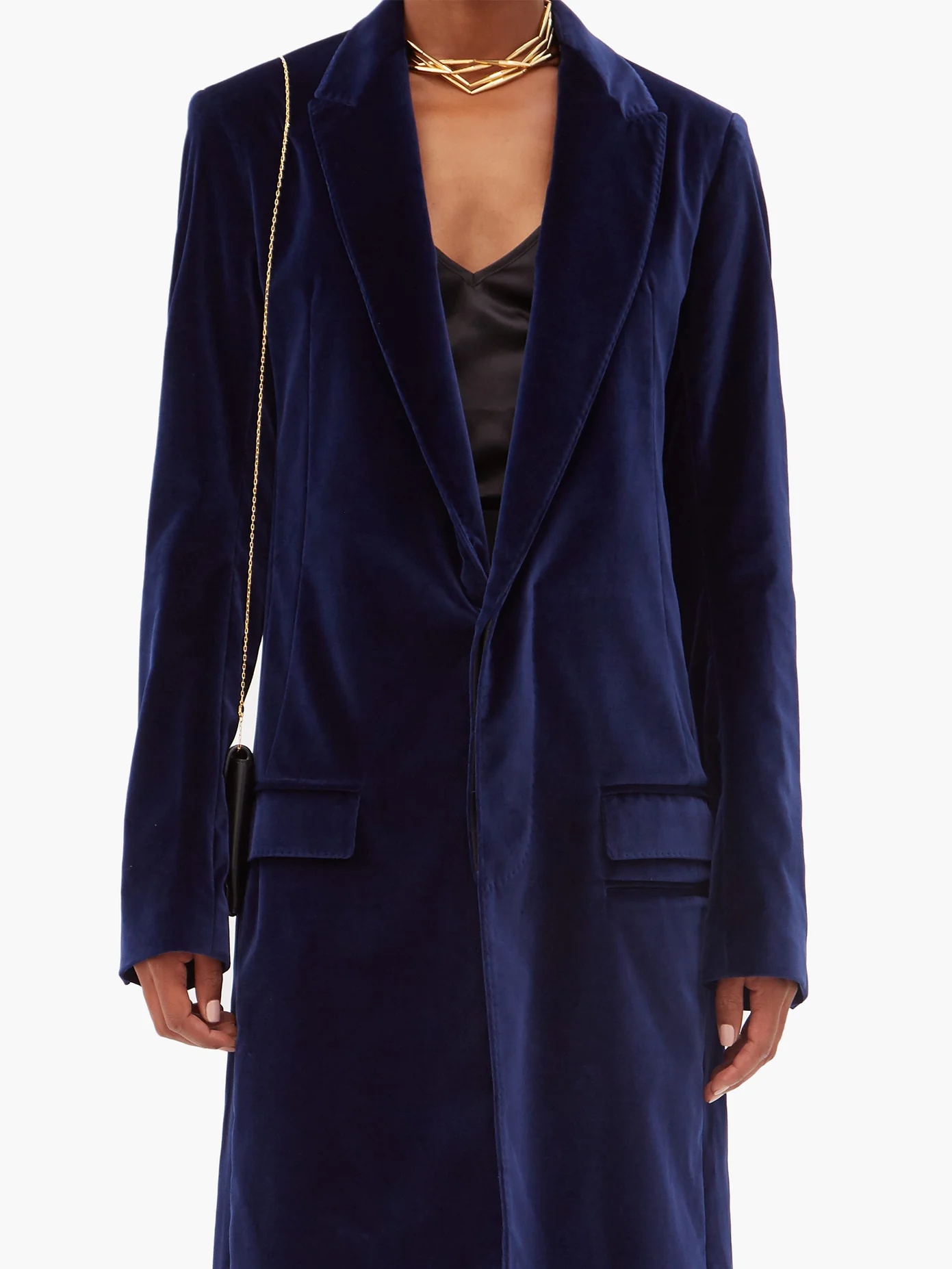 Single-breasted cotton-blend velvet coat - 6