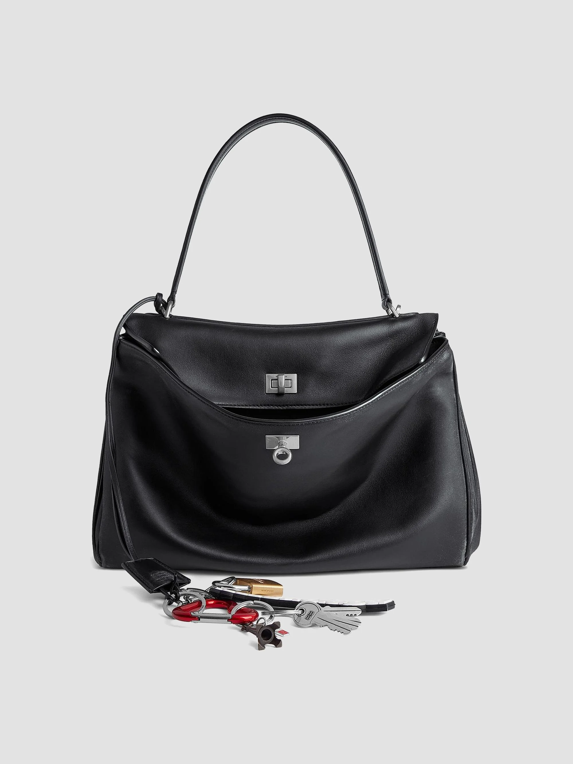 Women's Rodeo Medium Handbag Used Effect with One Charm - Black - 1