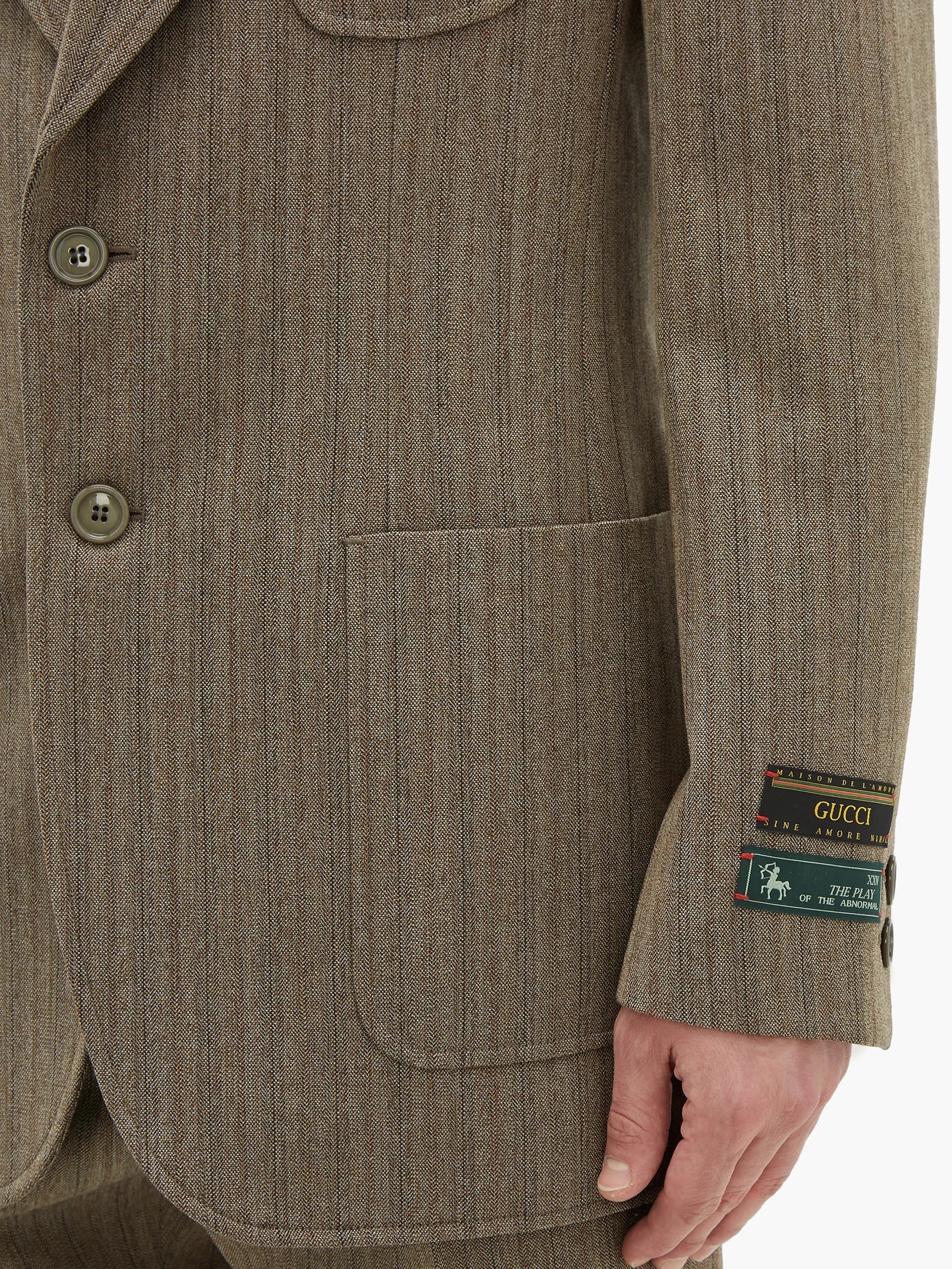 Single-breasted herringbone wool-blend blazer - 3