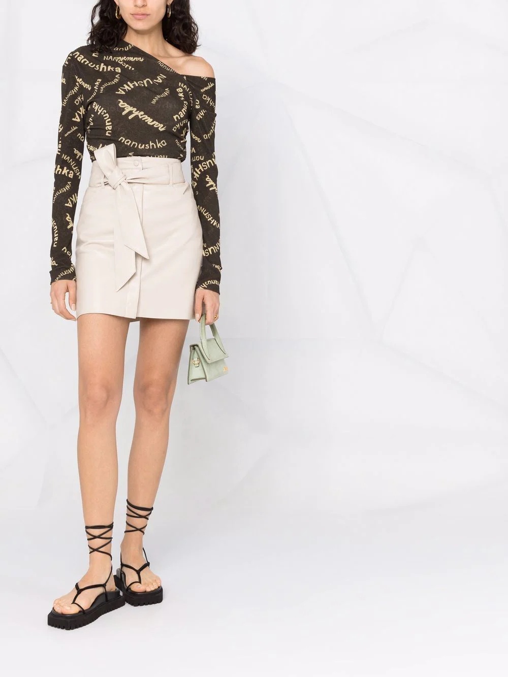 A-line belted mini skirt - 2