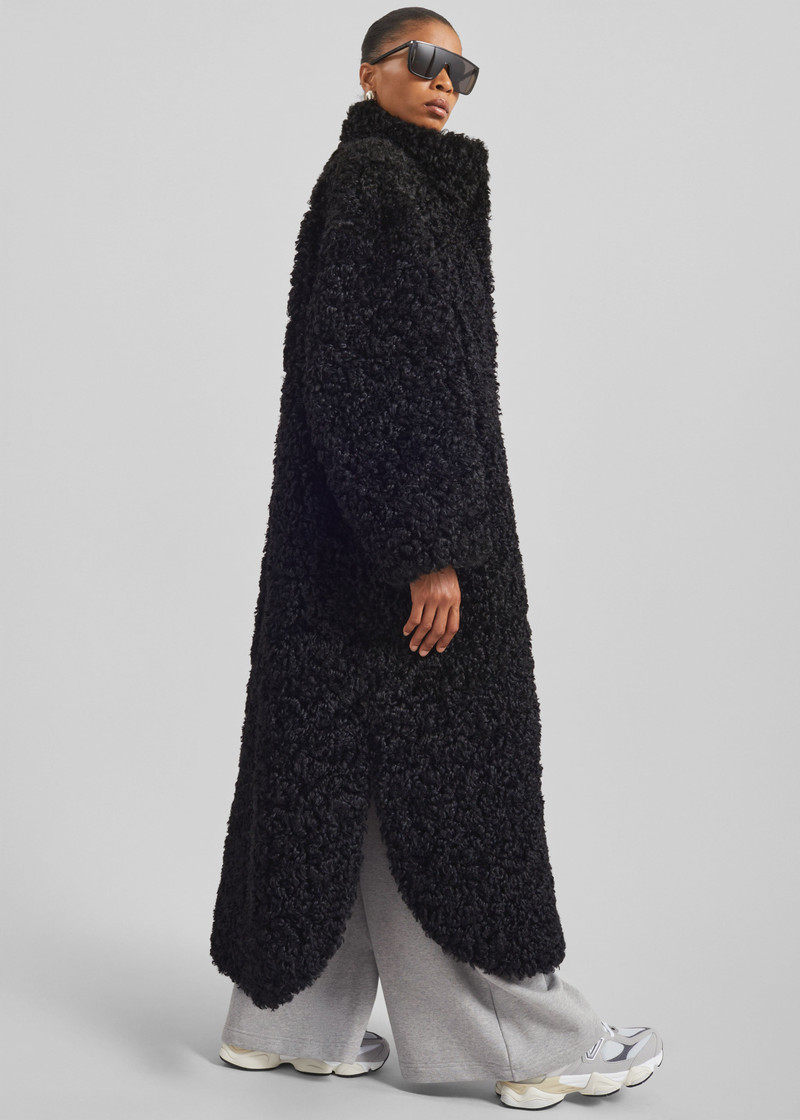 Ravello Faux Shearling Robe Coat - Black 9