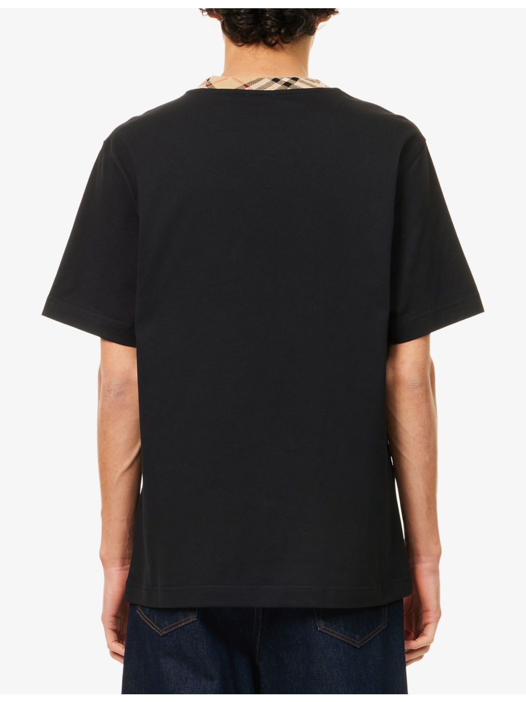 Check-Print Short-Sleeves Cotton-Jersey T-Shirt - 4
