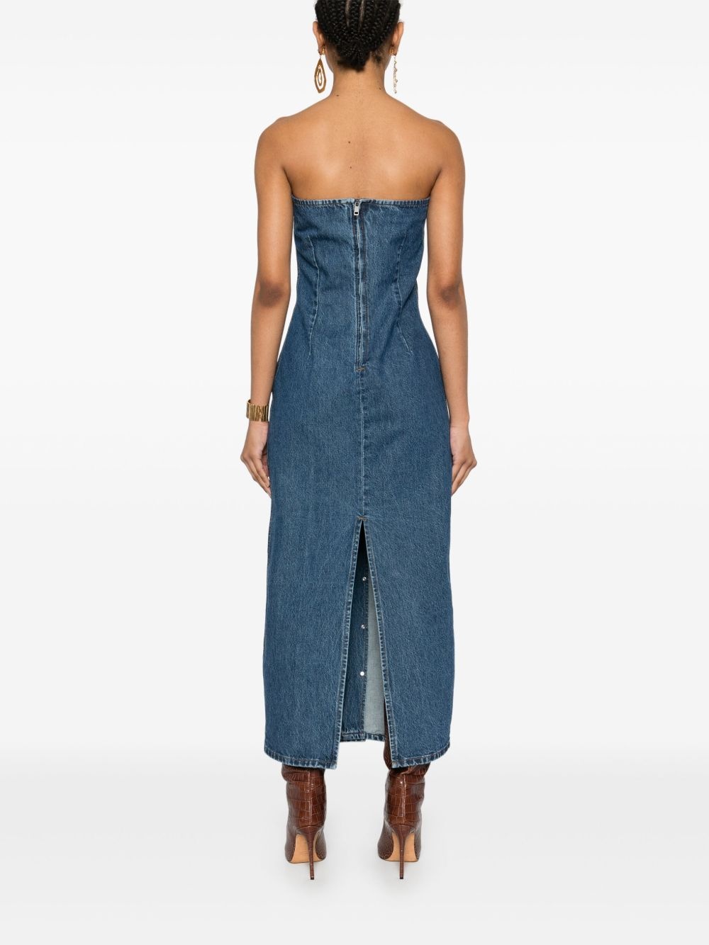 button-detail denim dress - 4