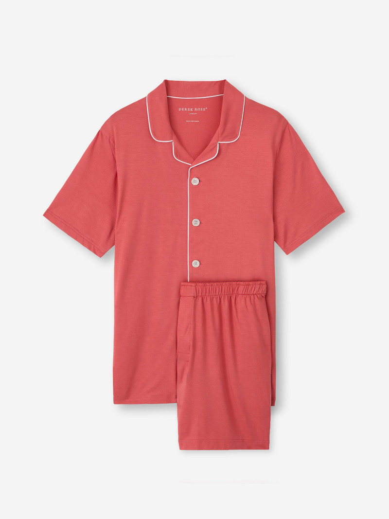 Derek Rose Men's Short Pajamas Basel Micro Modal Stretch Apple Red outlook