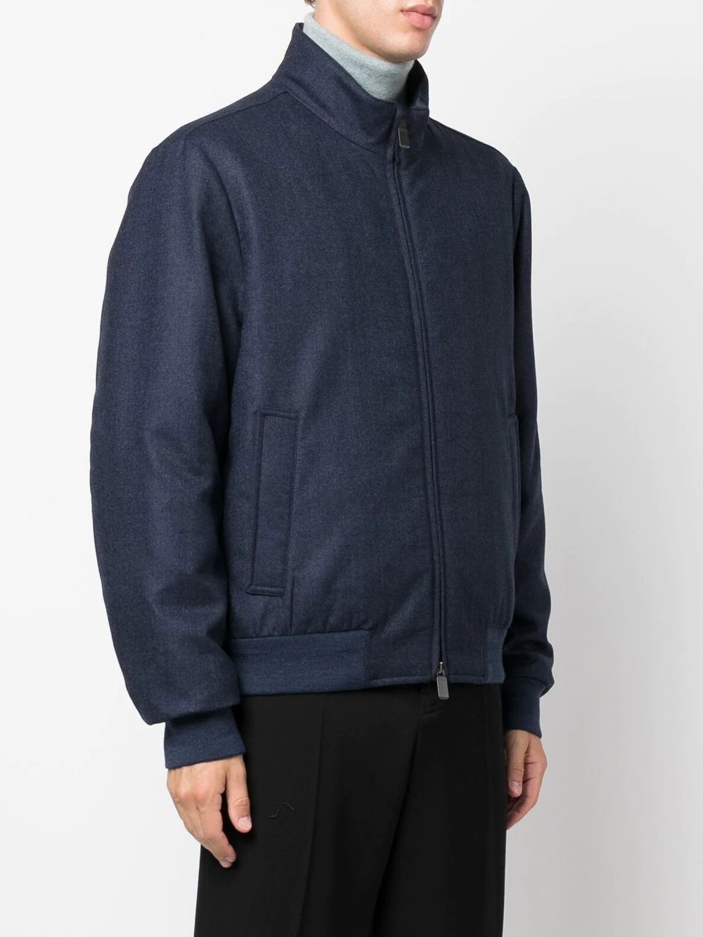 high-neck wool bomber jacket - 2