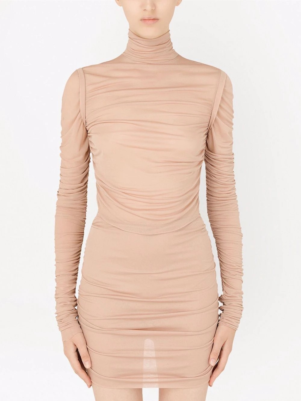 ruched roll-neck top - 3