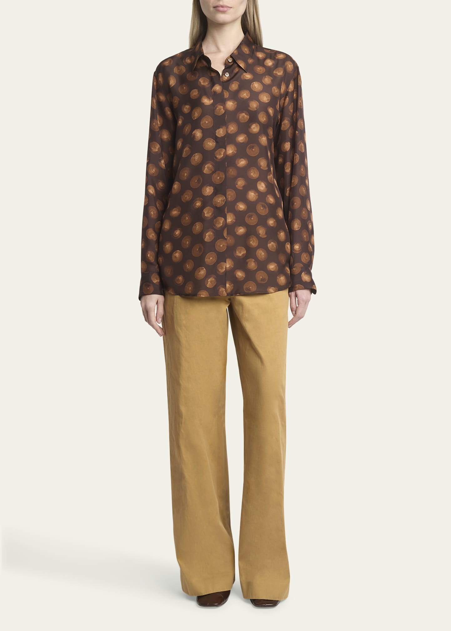 Clavel Printed Button Down Silk Blouse - 2