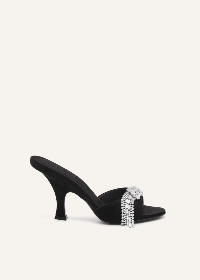 Crystal-embellished mules in black suede 1