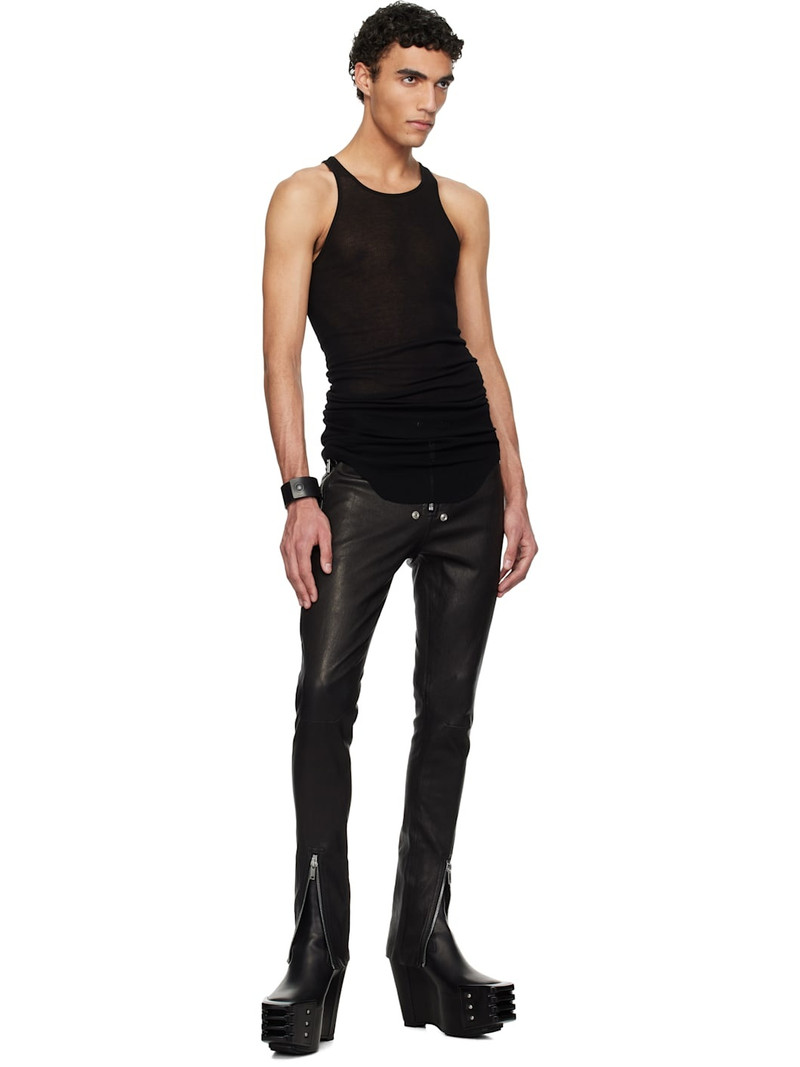 Rick Owens Black Hollywood Tyrone Bela Leather Pants outlook