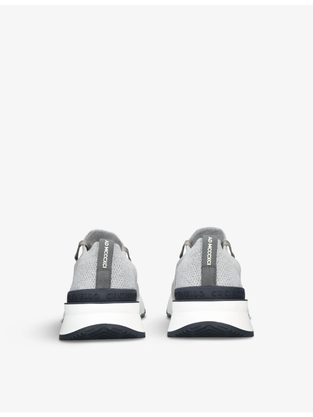 Brand-embossed knitted fabric low-top trainers - 4