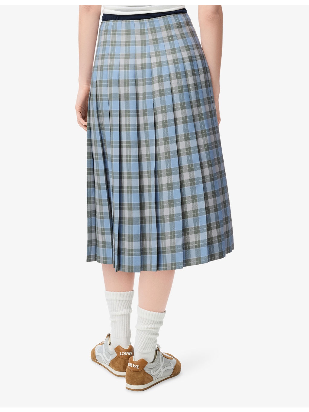 Pleated Check Wool-Blend Midi Skirt - 4
