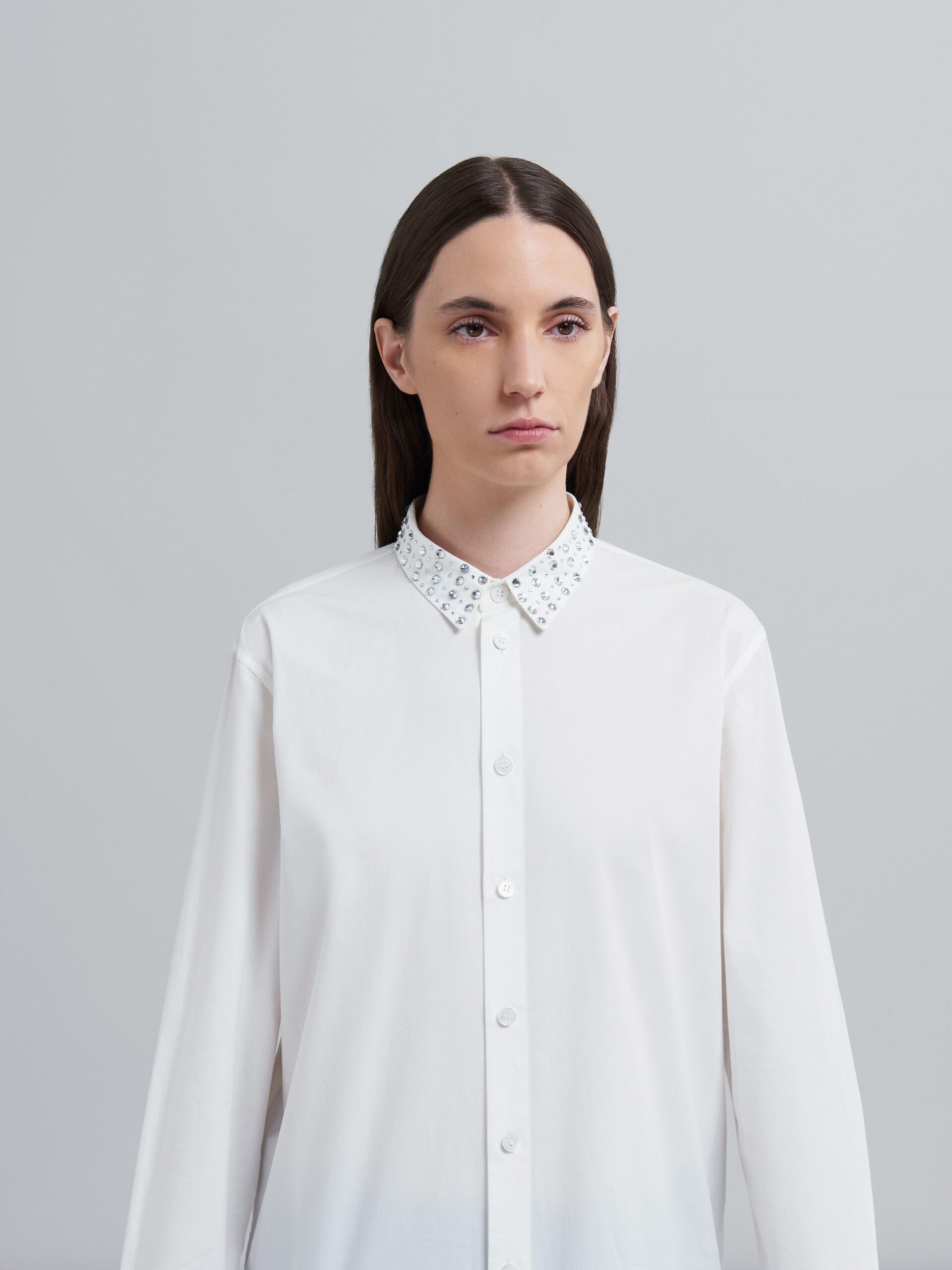 RHINESTONE APPLIQUÉ BIO POPLIN SHIRT - 4