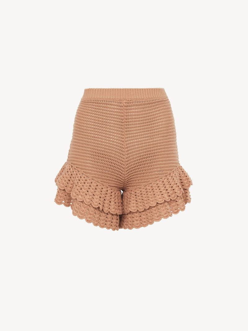 Chloé RUFFLED MINI SHORTS IN CROCHET KNIT outlook