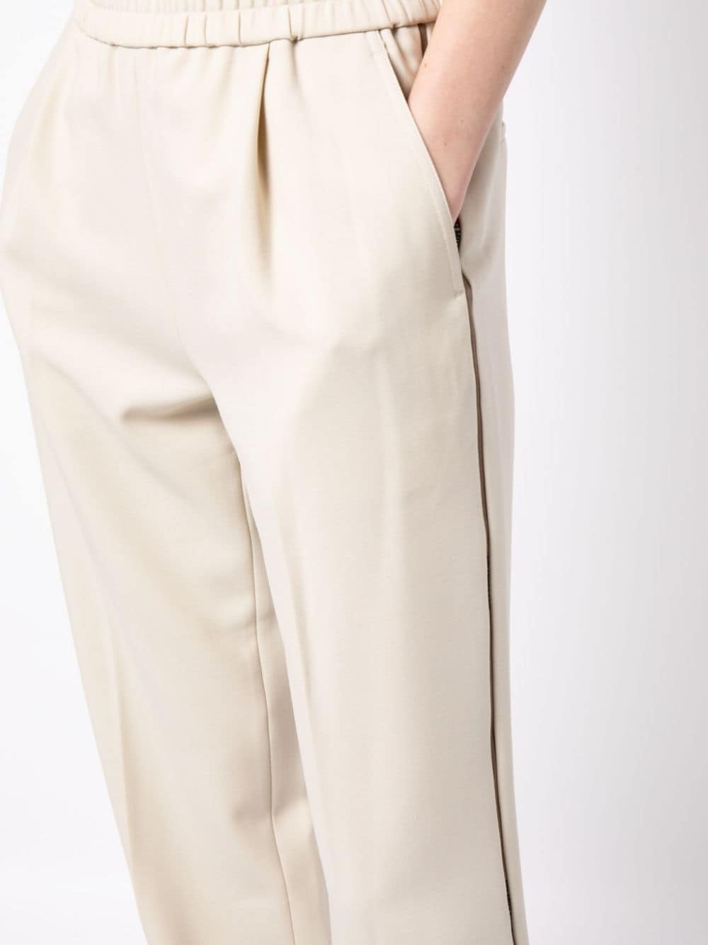 piped-trim detail wide-leg trousers - 5