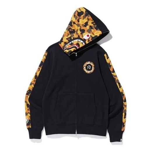 A BATHING APE x XO Shark Camo Full Zip Hoodie 'Black Yellow' 1E70-115-904 - 1