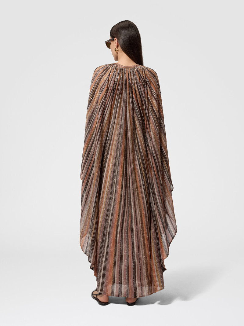 Ribbed Viscose Lamé Caftan with Wide Sleeves 3