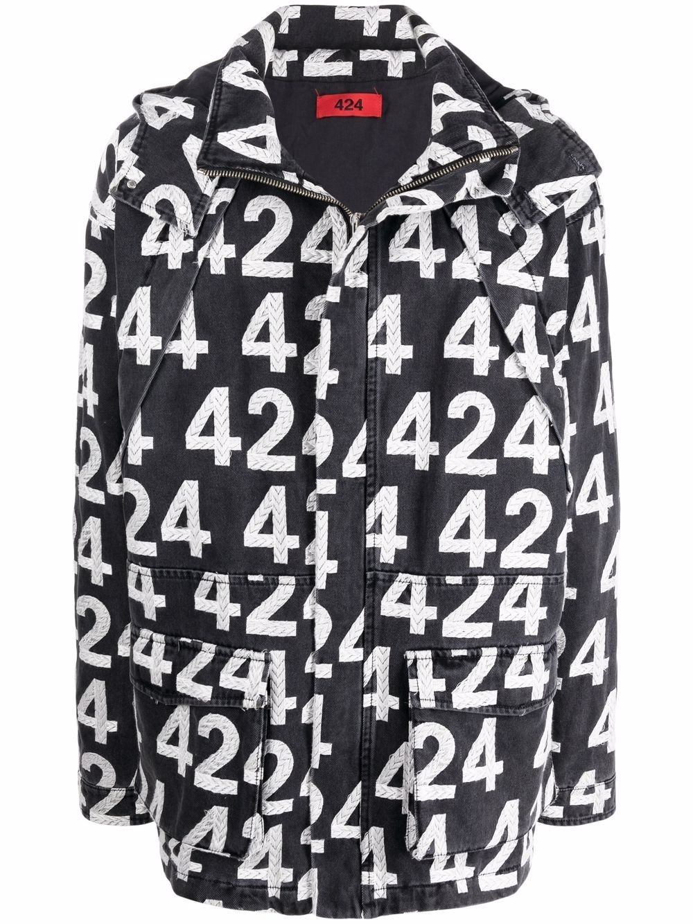 all-over logo print jacket - 1