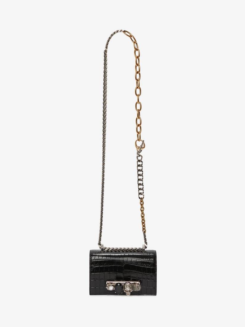 Women's Mini Jewelled Satchel in Black - 5