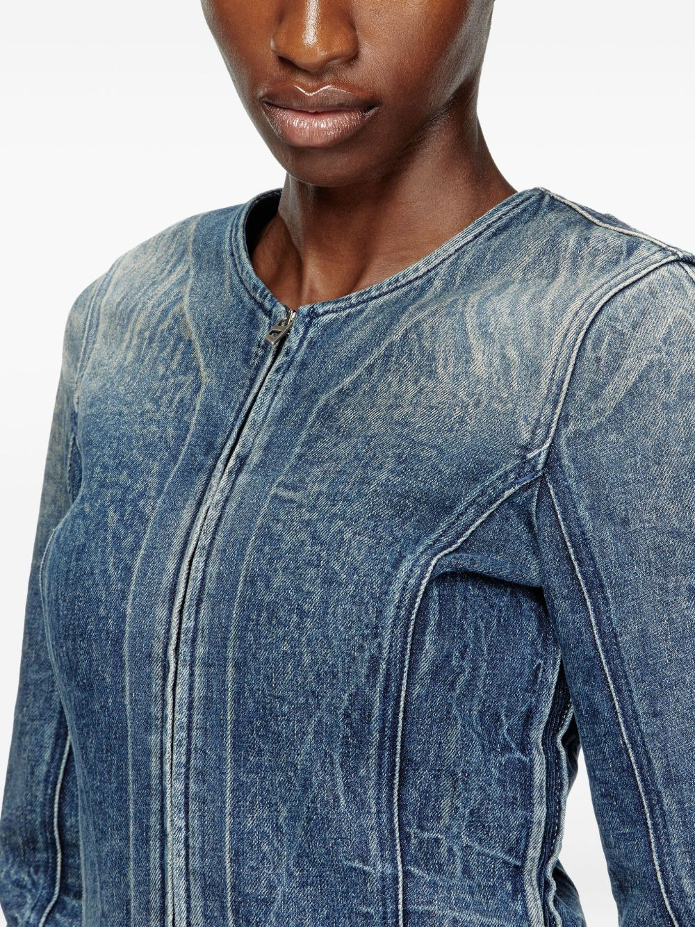 zip-up denim jacket - 5