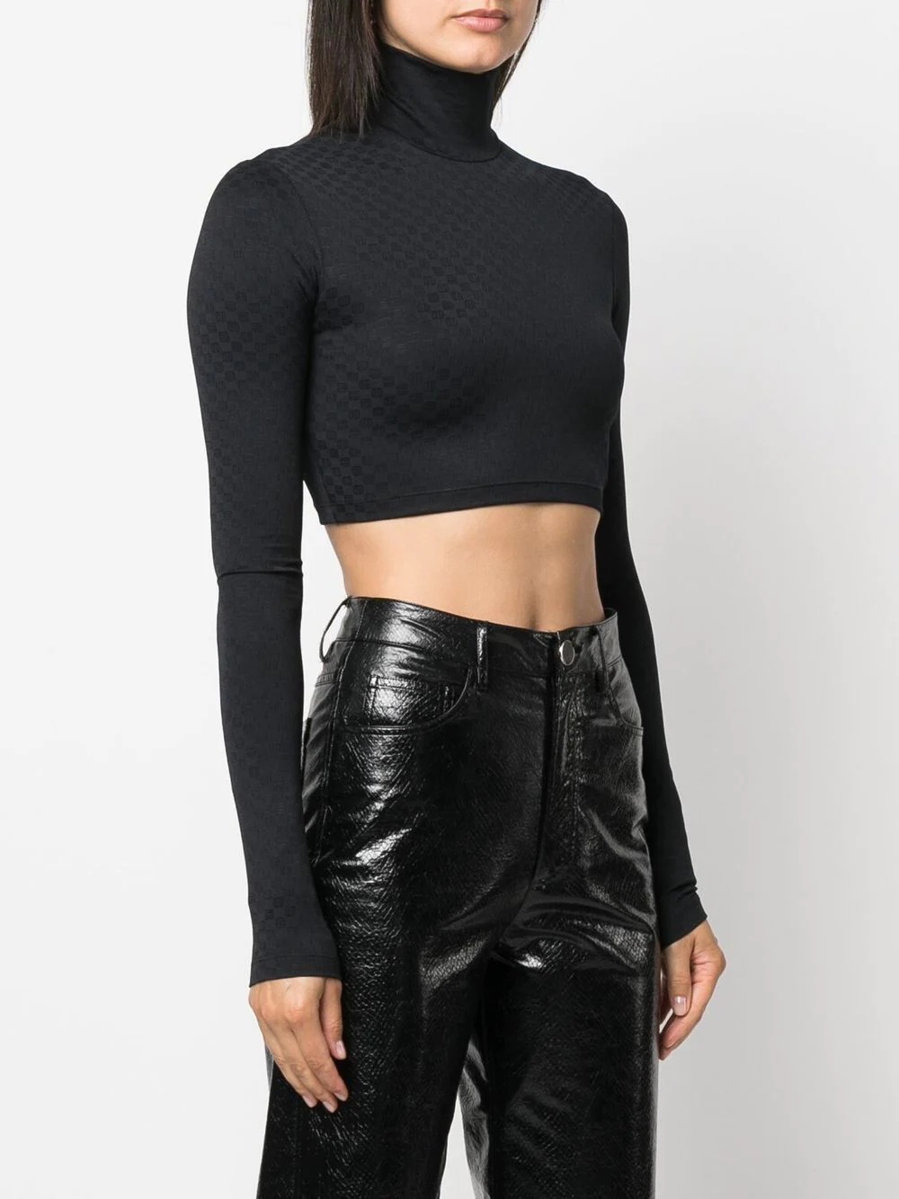 funnel-neck long-sleeve top - 3