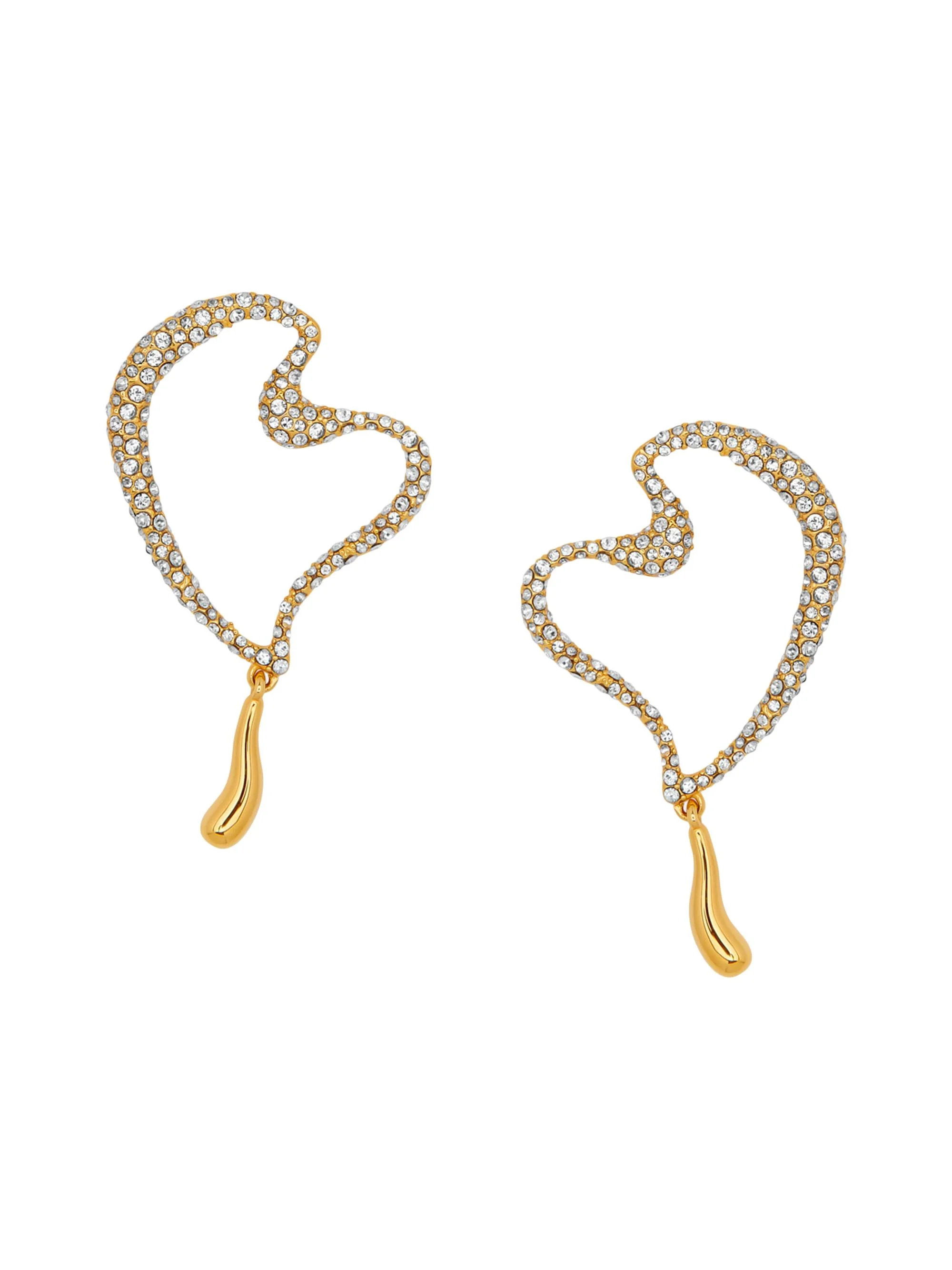 Women's 24K-Gold-Plated & Strass Crystal Heart Drop Earrings - Crystal - 1