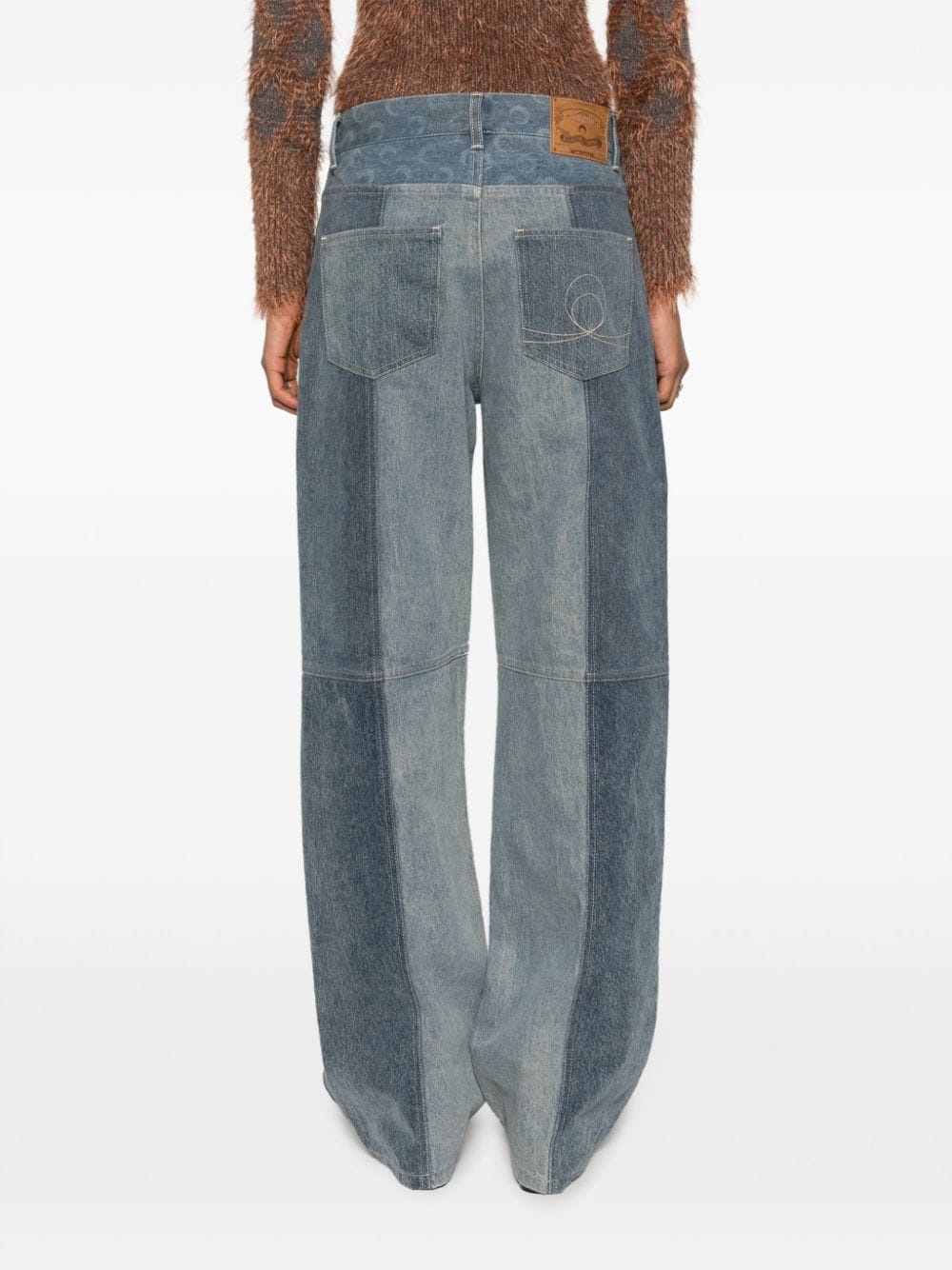 Regenerated denim low-rise wide-leg jeans - 4