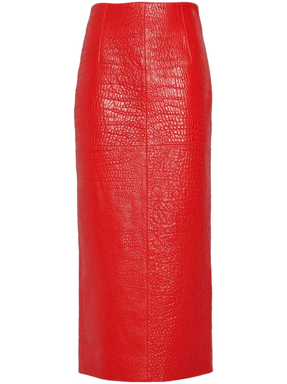 crocodile-effect leather midi skirt - 1