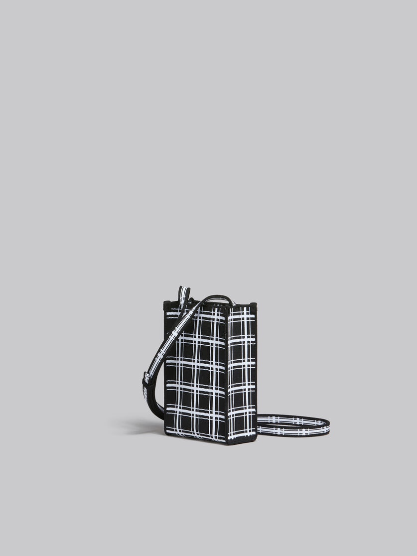 BLACK AND WHITE JACQUARD CHECK MINI SHOULDER BAG - 3