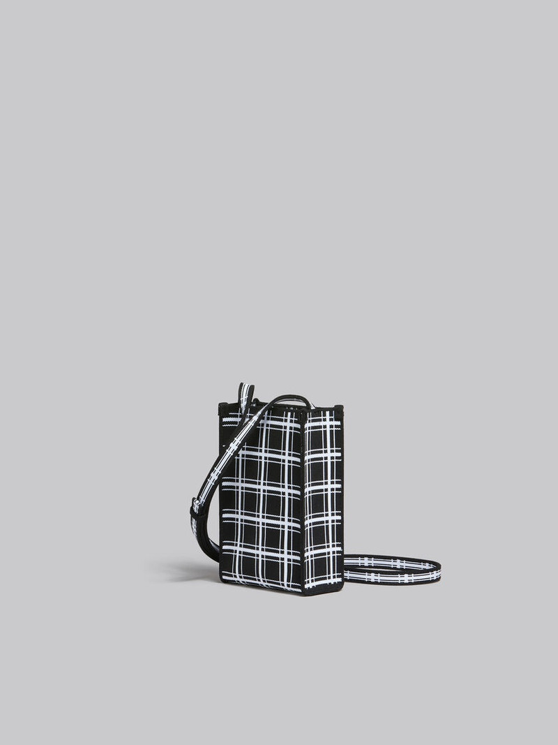 BLACK AND WHITE JACQUARD CHECK MINI SHOULDER BAG 3