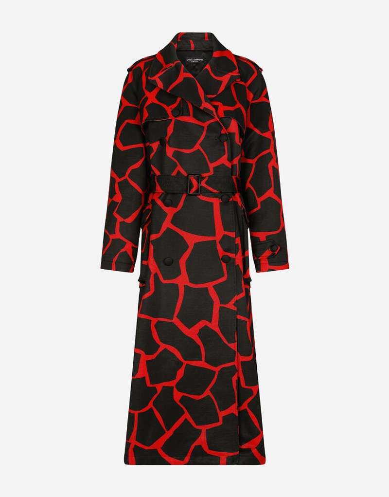 Giraffe-print ottoman trench coat - 1