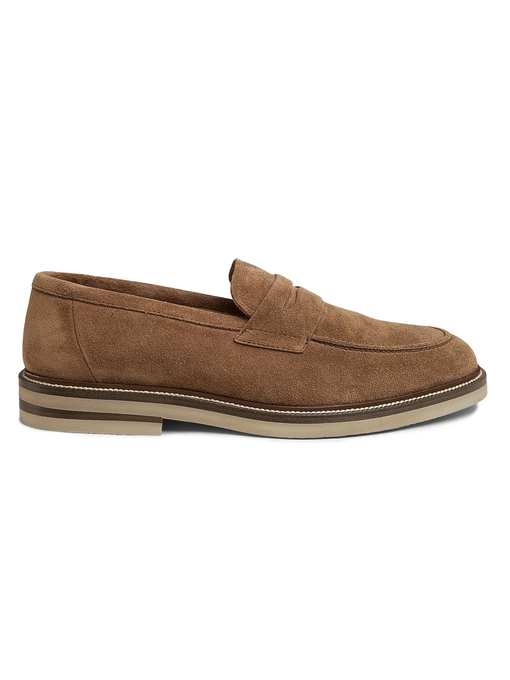 Men's Suede Penny Loafers - Medium Brown - 1