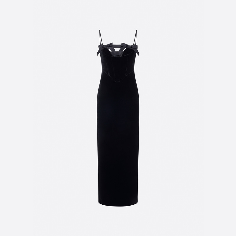 VELVET DRESS WITH BOWS 1