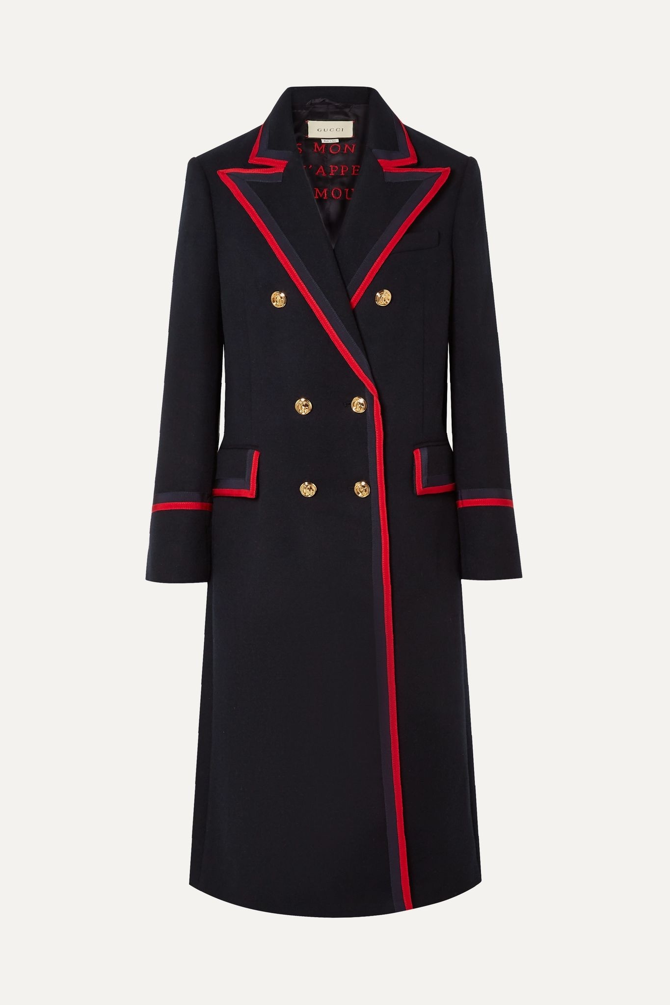 Grosgrain-trimmed wool-blend coat - 1