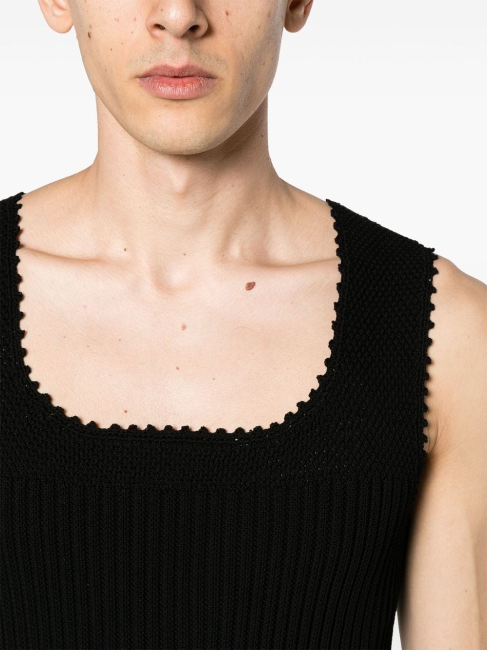 crochet-knit cotton vest - 5