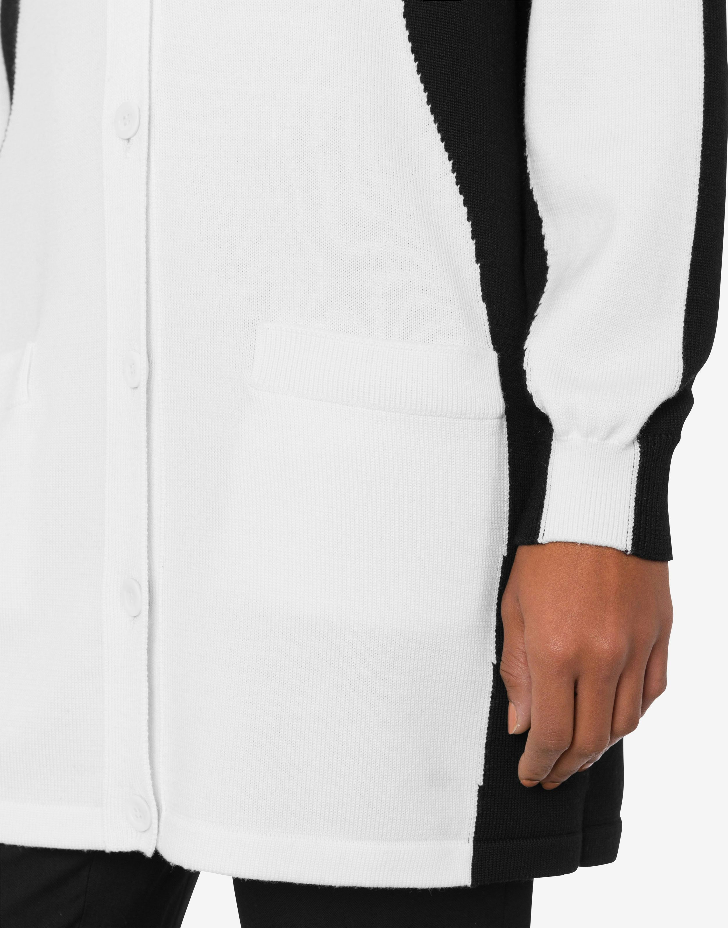 BLACK AND WHITE WOOL CARDIGAN - 4