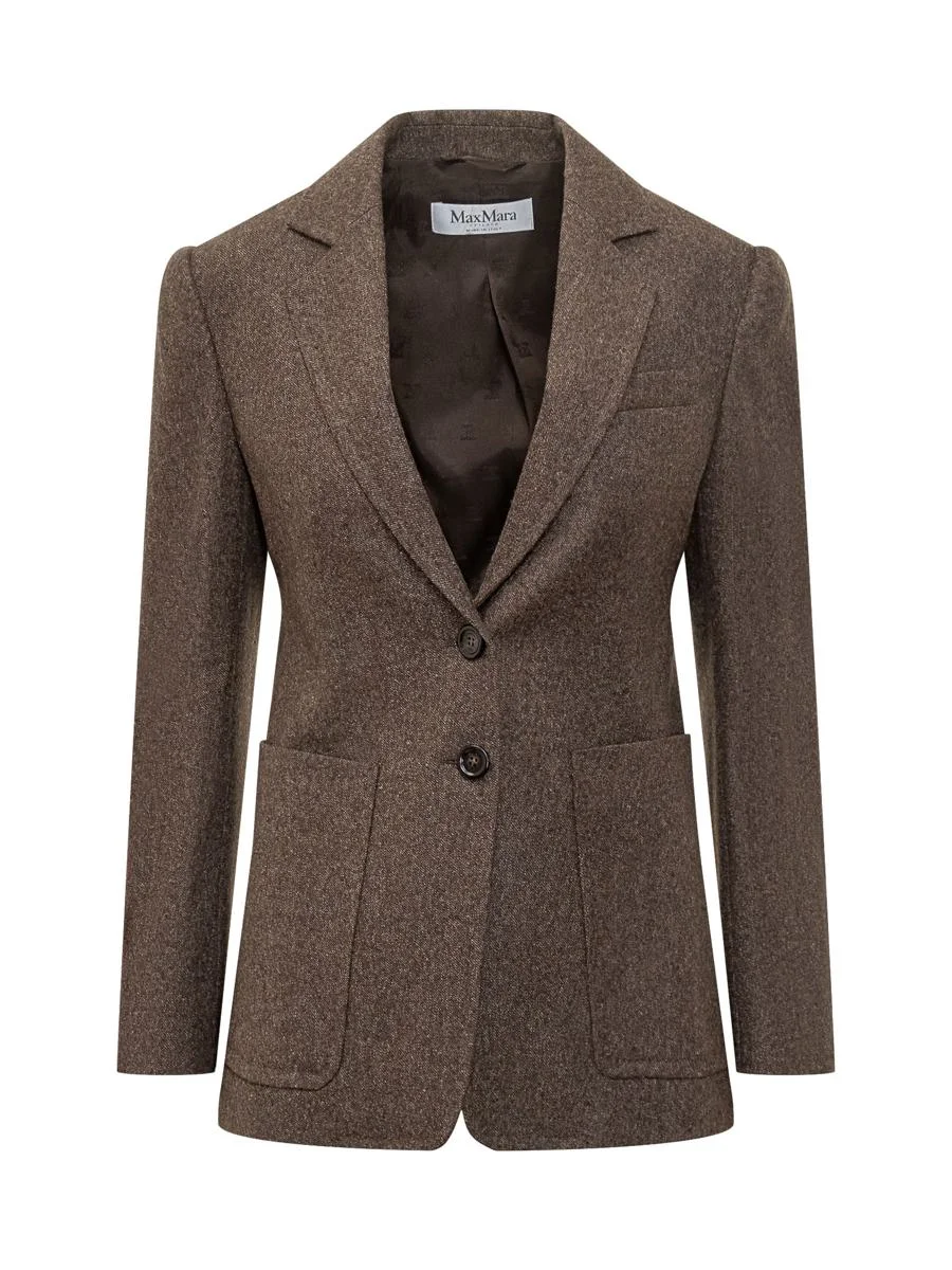 Max Mara Max Mara Brown Wool Blazer With Front Pockets - 1