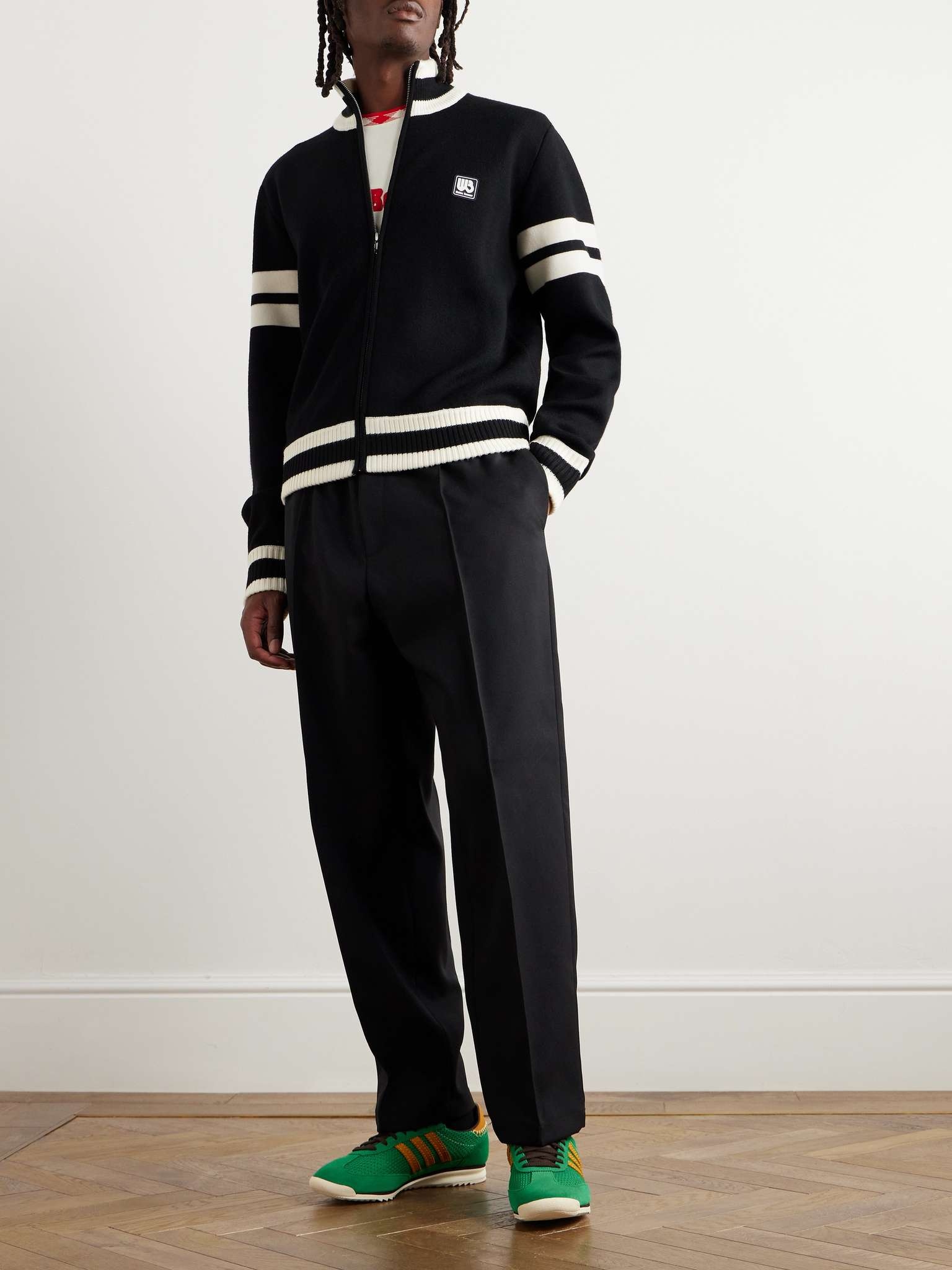 Logo-Appliquéd Striped Wool Track Jacket - 2