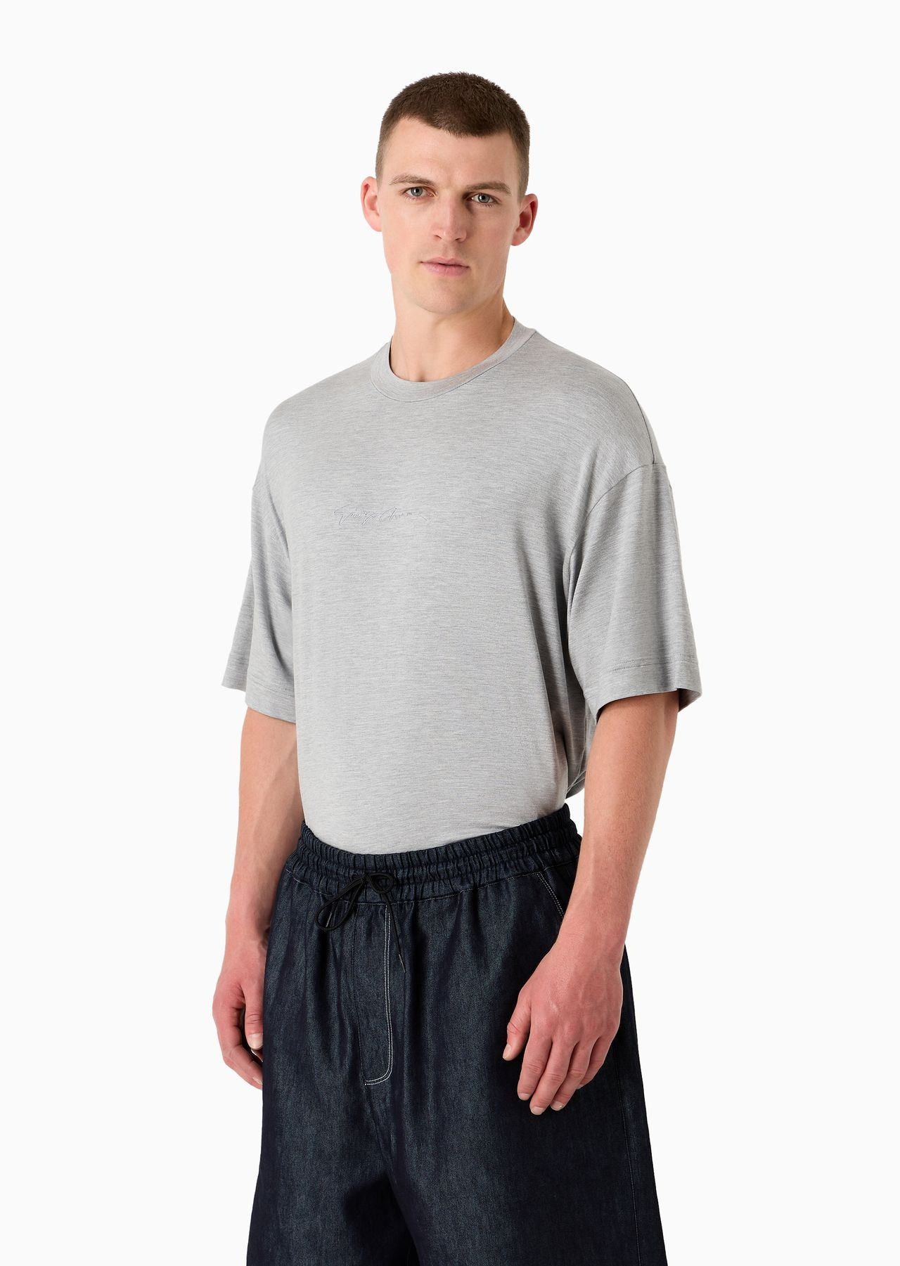 Stretch-silk crew-neck T-shirt - 2