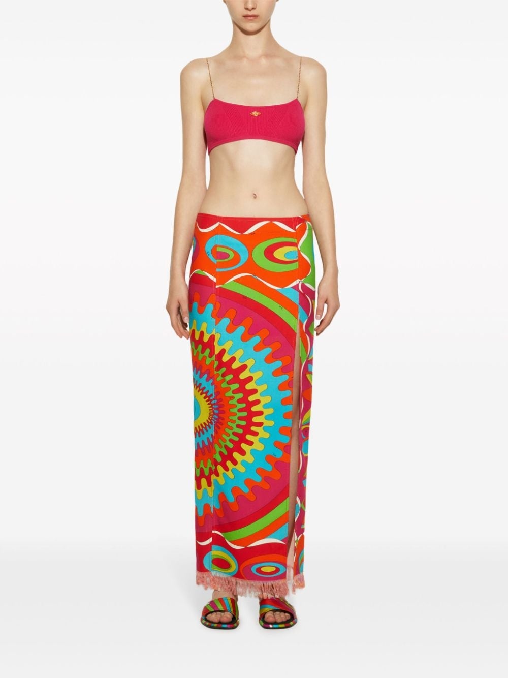 chain-strap ribbed bandeau top - 2