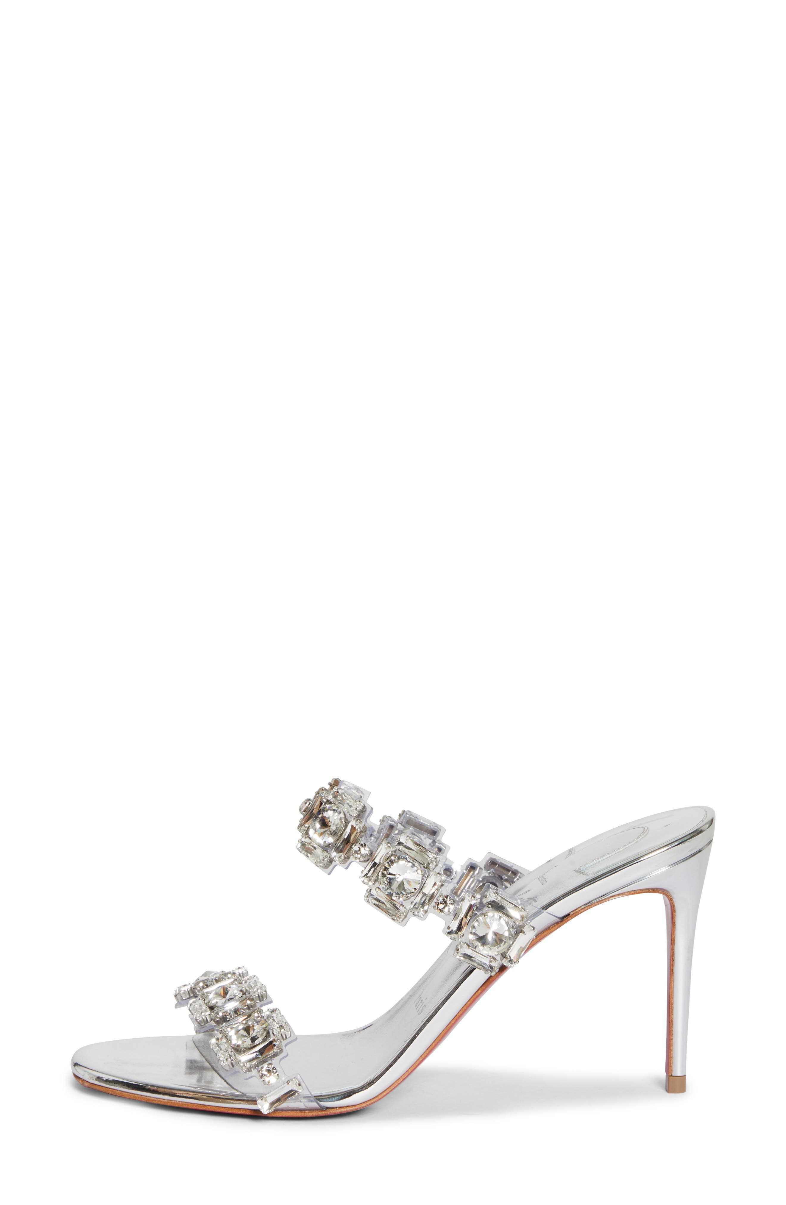 Christian Louboutin Just Jewel Crystal Embellished Stiletto Sandal in Crystal/Silver at Nordstrom - 3