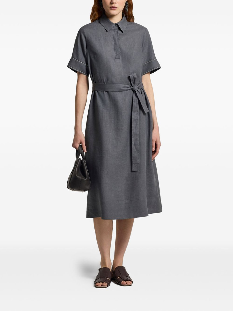 polo-collar belted midi dress 1