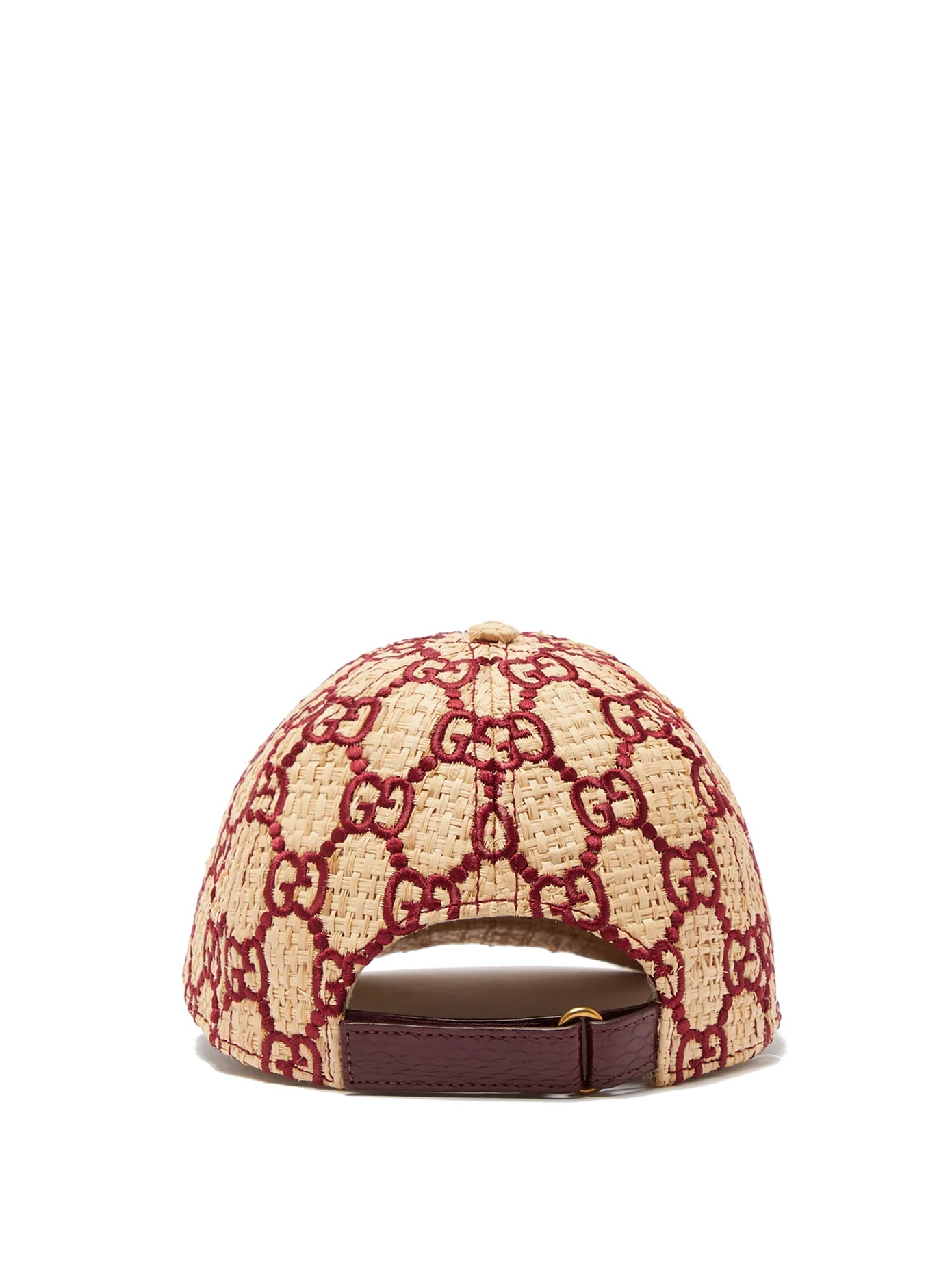 Snakeskin-trimmed GG-embroidered raffia cap - 5