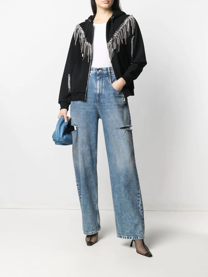 PHILIPP PLEIN Crystal-fringe hooded zip-up outlook